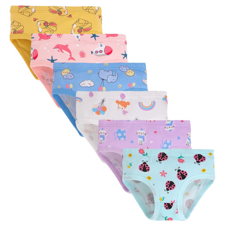 Boboking Girls Soft Briefs Little Kids Girls Comfortable Underwear (Pack Of 6) 6-7yrs - Image 1